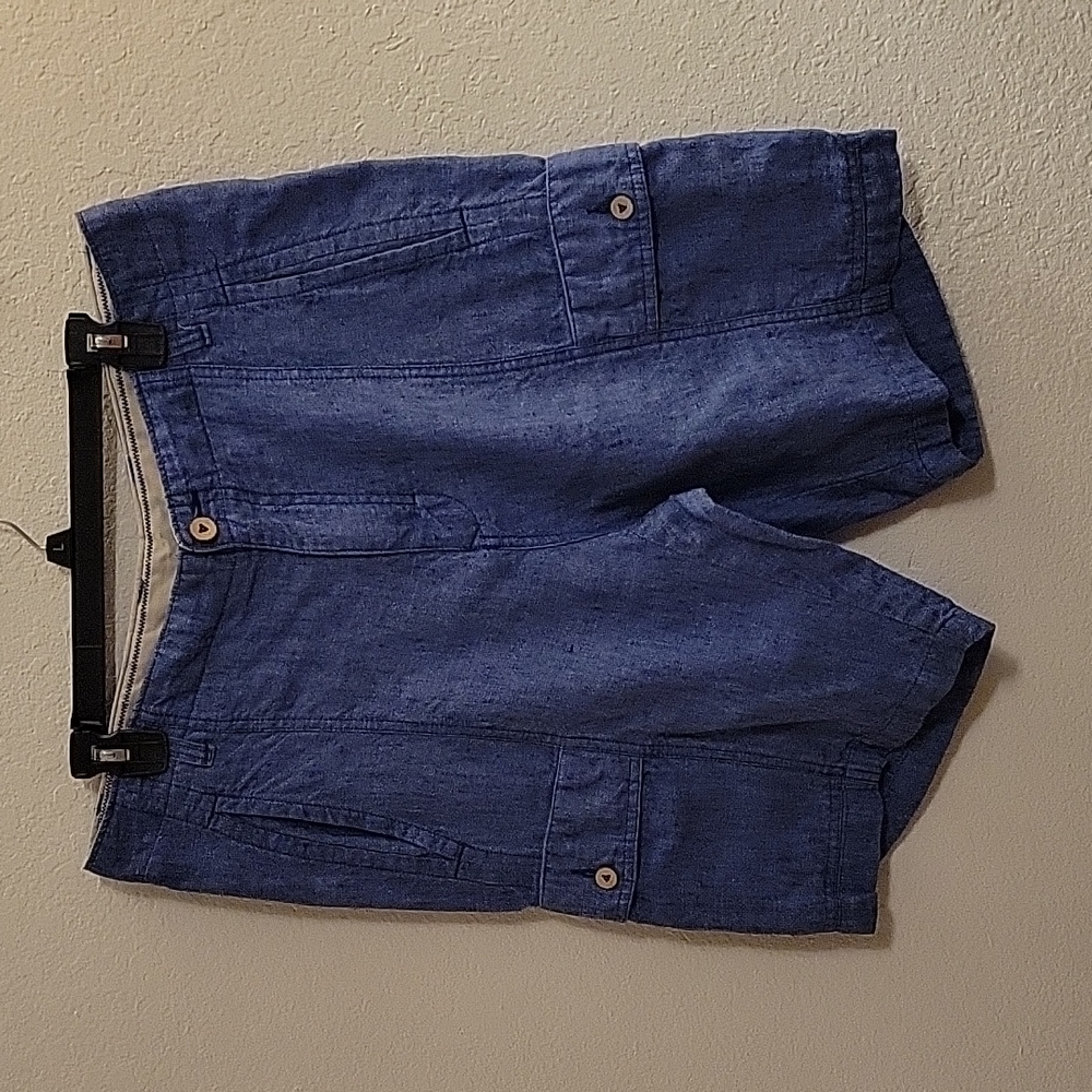 Cubavera Linen Cargo Shorts - Blue - 34w